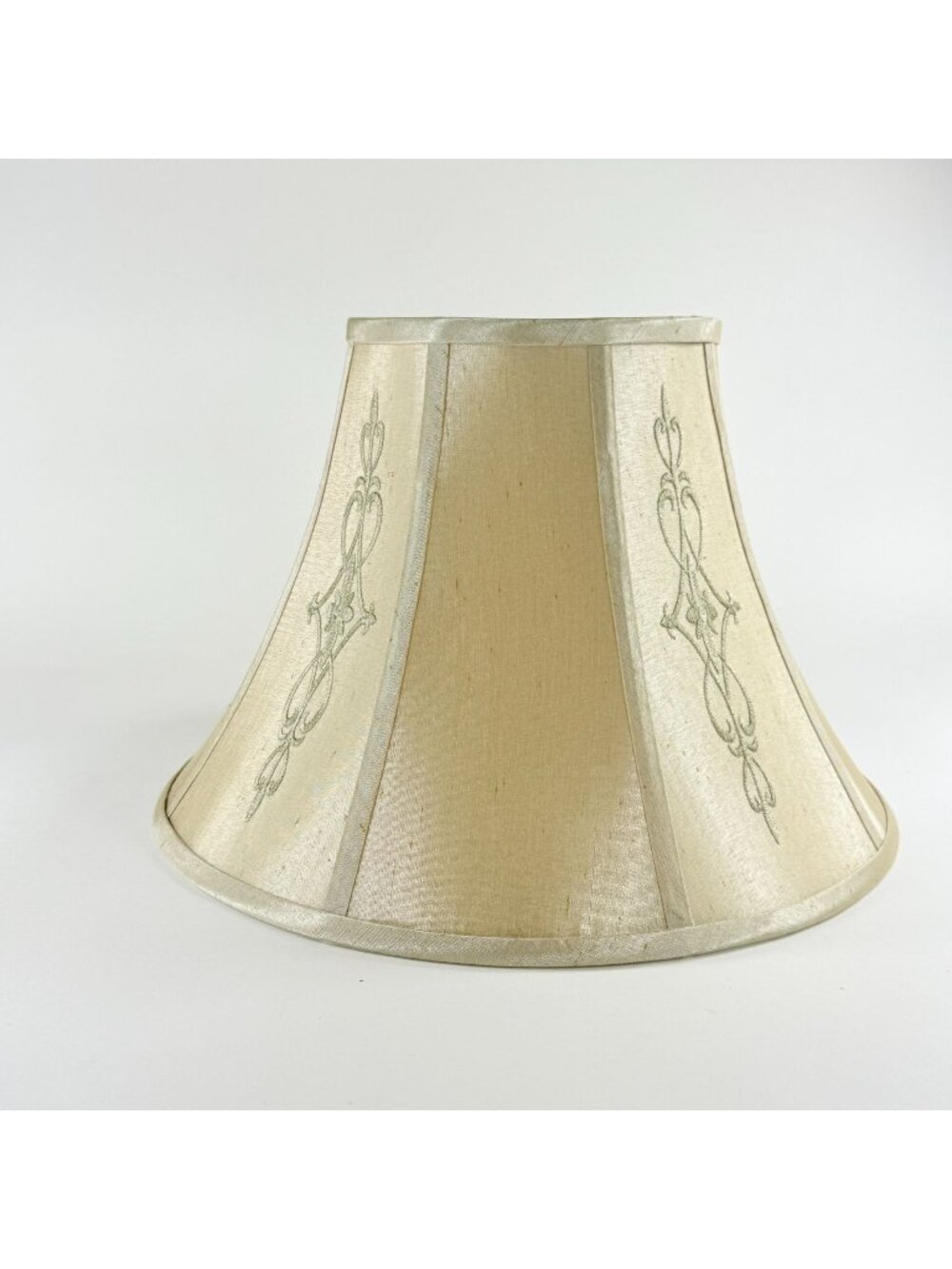 Vintage Cream Fabric Bell Lamp Shade 11 Inch Embroidered Spider Harp Fitter